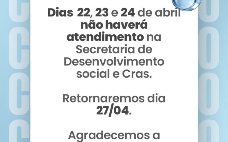 AVISO ATENDIMENTO DESENVOLVIMENTO SOCIAL